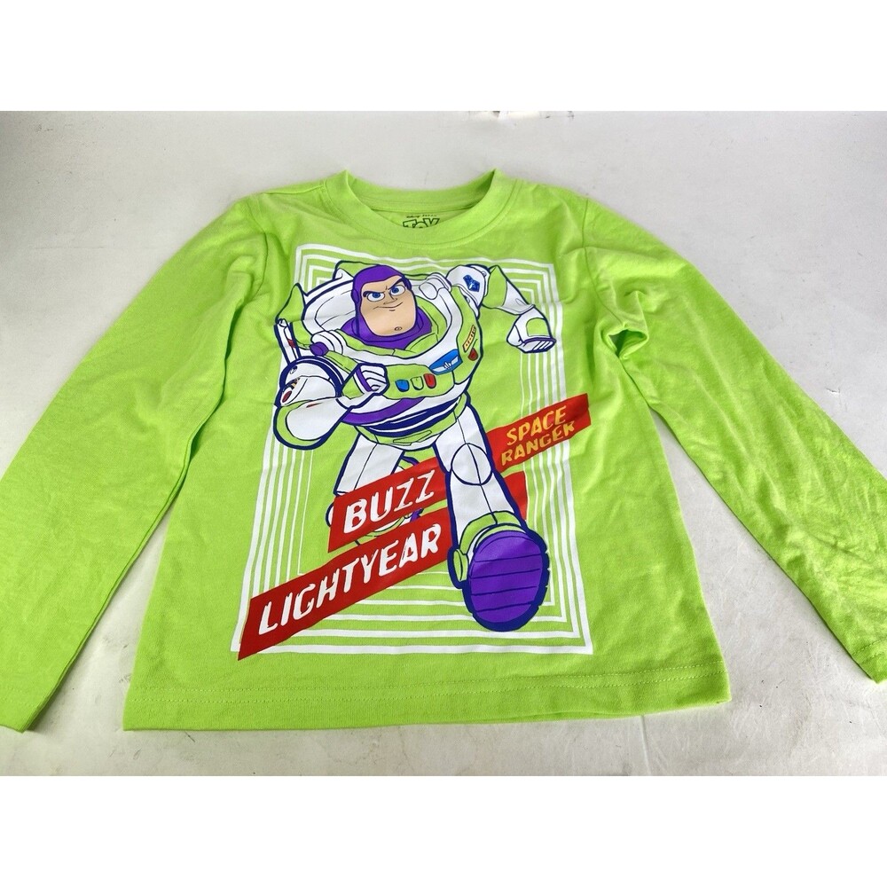 Disney Toy Story Buzz Lightyear Green Long Sleeve Tee T-Shirt Top Boys Size 5